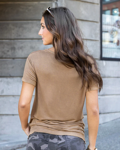 Grace & Lace Mineral Washed Graphic Tee - Toffee