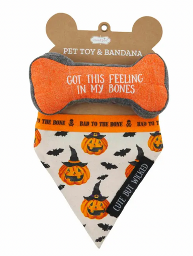 Mud Pie Got This Feeling Halloween Pet & Toy Bandana Set