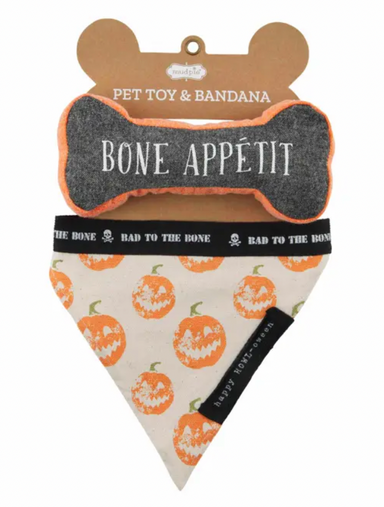 Mud Pie Bone Appetit Halloween Pet & Toy Bandana Set