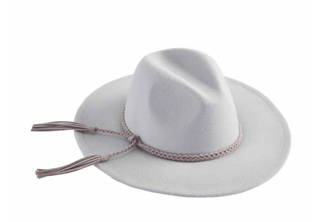 Solid Braided Fedora - Gray