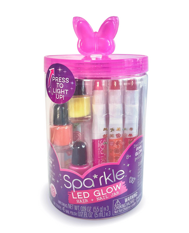 Bright Stripes Spa*rkle LED Glow Hair & Nail Jar - Pink Butterfly