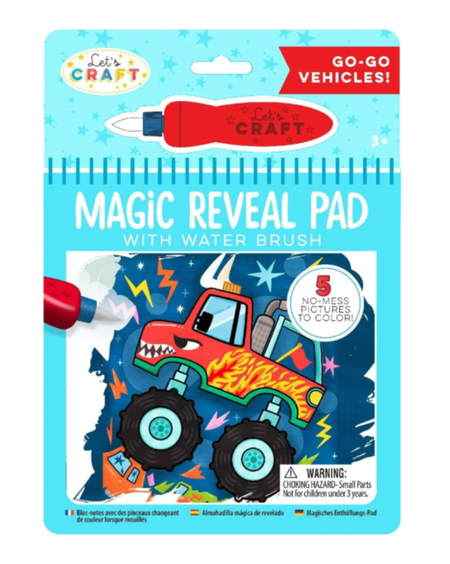 Bright Stripes Magic Reveal Pad with Water Brush- Go-Go Vehicles 