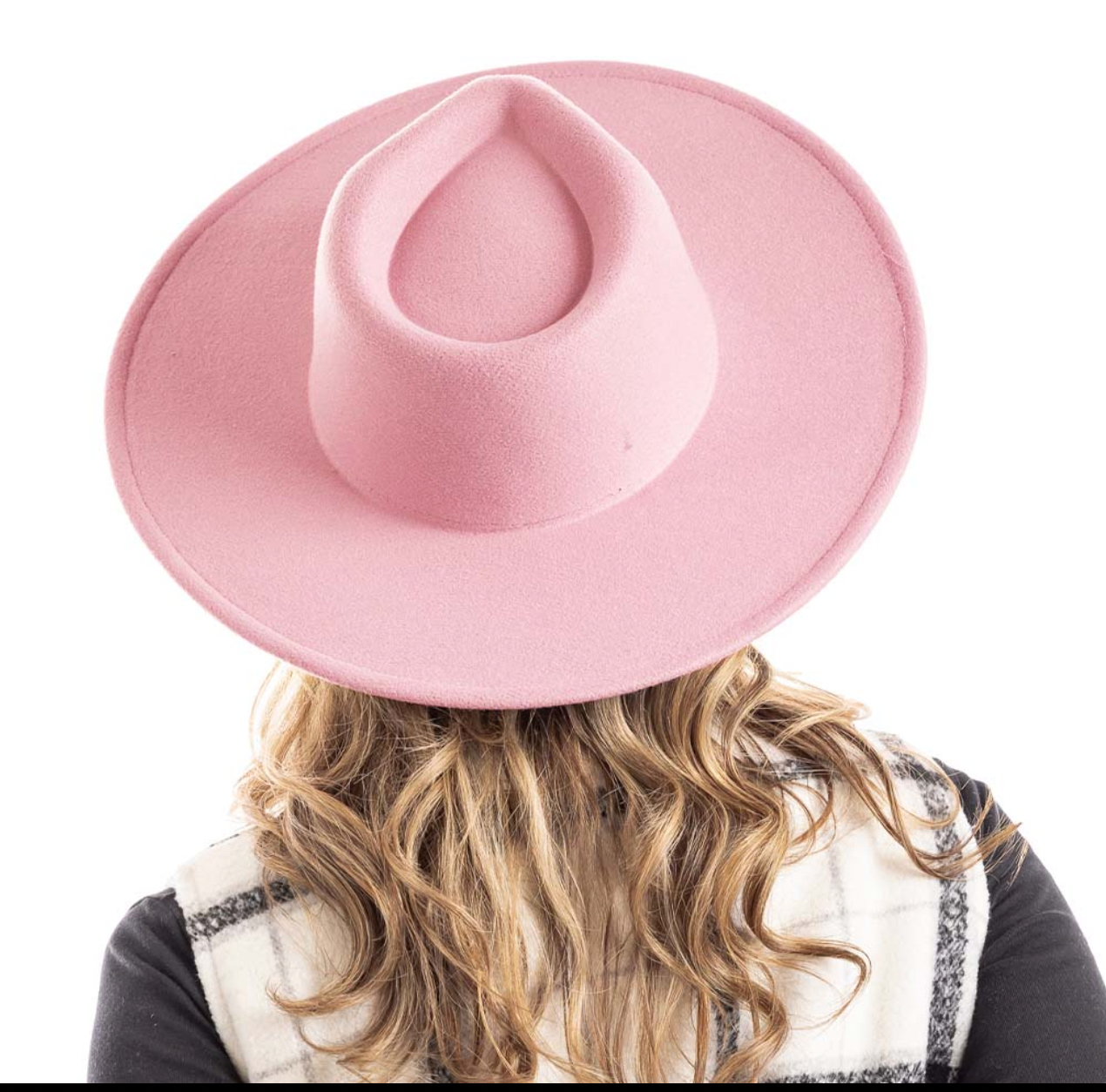 Felt Wide Brim Hat - Light Pink