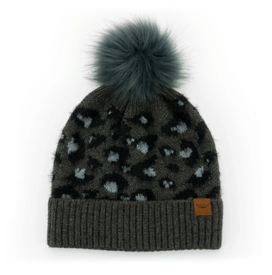 Britt's Knits Snow Leopard Pom Hat - Black
