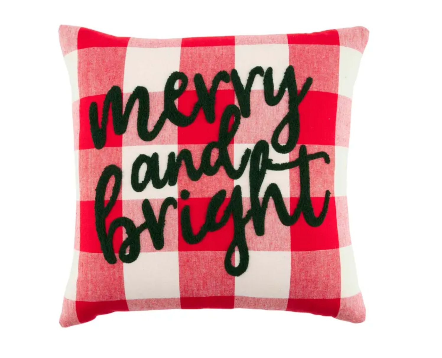 Mud Pie Merry And Bright Christmas Plaid Pillow