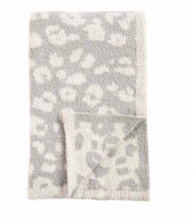 Mud Pie Leopard Blanket - Gray