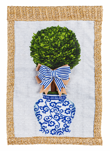 Evergreen Garden Flags - Chinoiserie Topiary