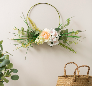 12” Floral and Succulent Embellished Artificial Wall Decor