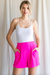 Jodifl Mylah Shorts - Hot Pink, elastic waist, pockets, pleated front