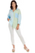 Mud Pie Roslyn Button-Down Top - Blue, button down, long sleeves, pocket, color block, collared, oversized