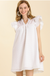 Umgee Abby Dress - Off White, short ruffle sleeves, basketweave, split neck, mini, curvy