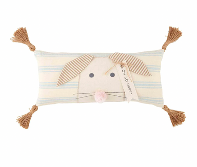 Mud Pie Happy Bunny Striped Pillow