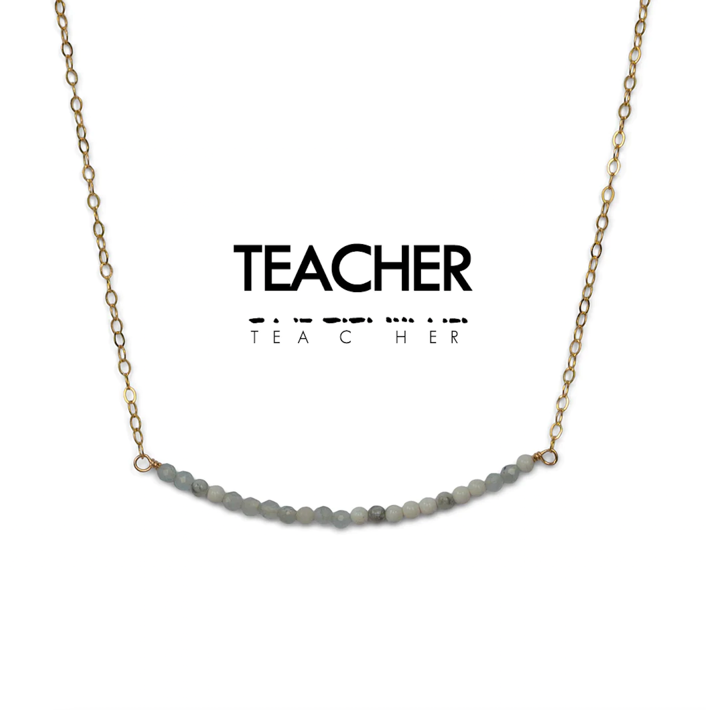 Ethic Goods Morse Code Dainty Stone Necklace - Teacher