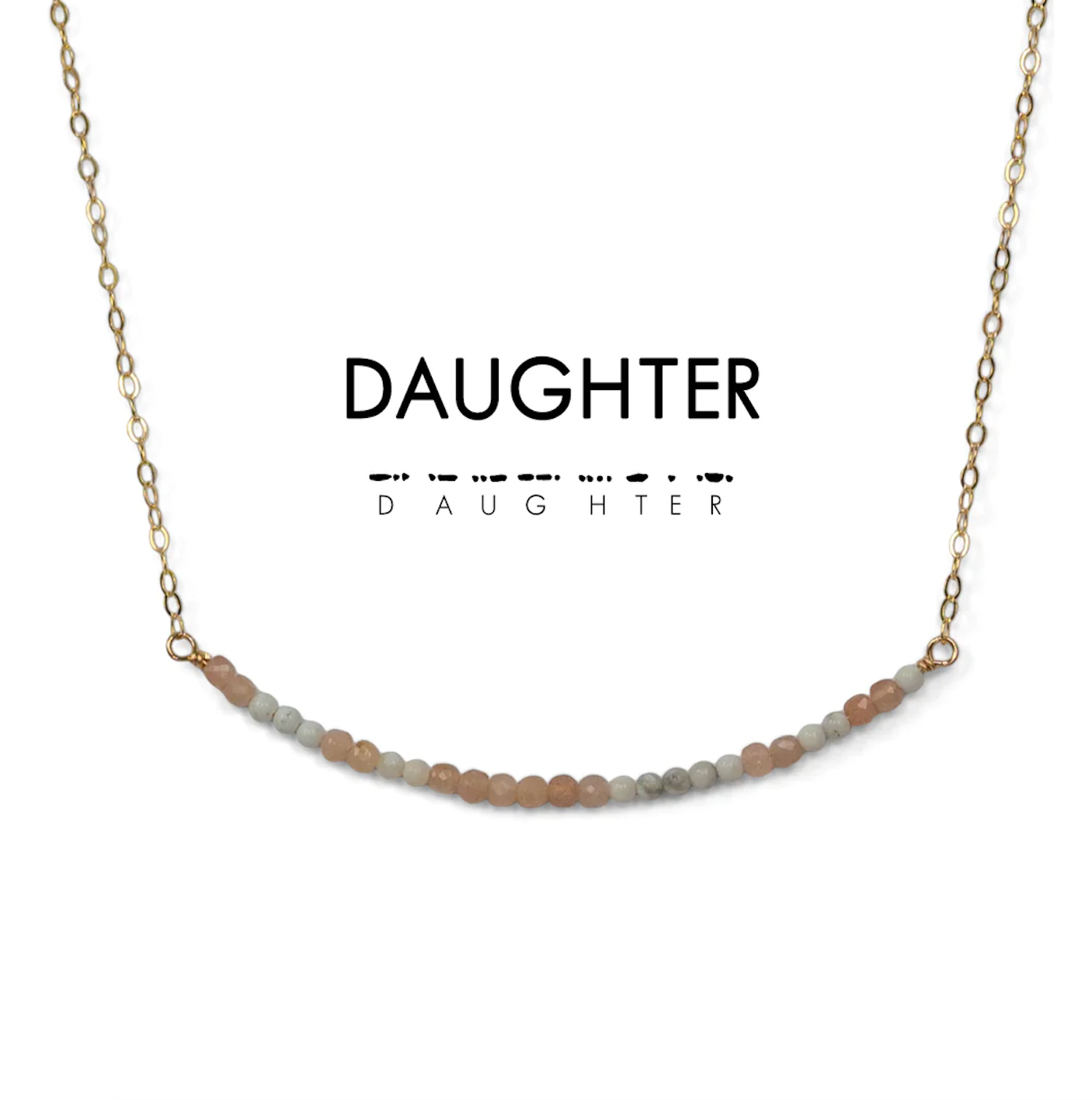 Ethic Goods Morse Code Dainty Stone Necklace - Daughter