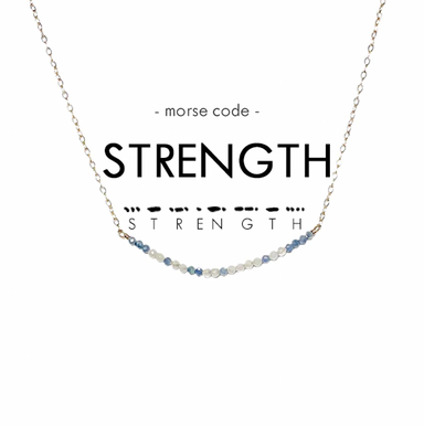Ethic Goods Morse Code Dainty Stone Necklace - Strength