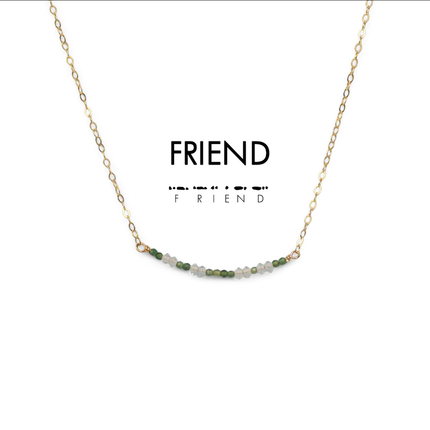 Ethic Goods Morse Code Dainty Stone Necklace - Friend