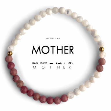 Ethic Goods Morse Code Bracelet Mother - Mother of Pearl & Pink Rhodonite