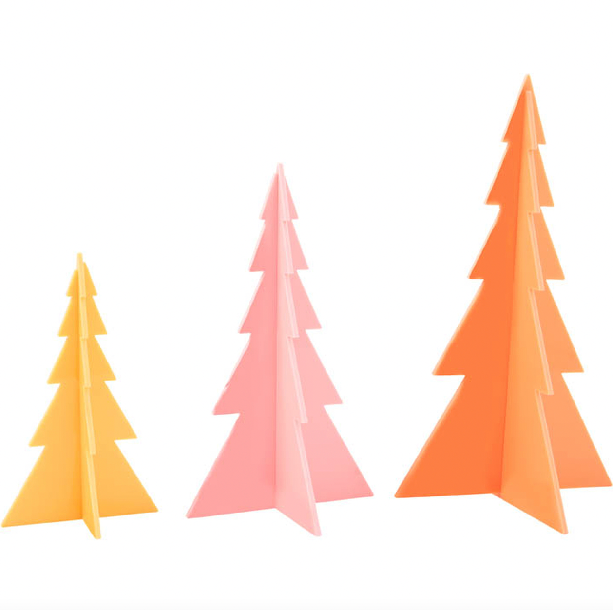 CR Gibson Kailo Chic Acrylic Christmas Trees Set of 3 - Coral, Tangerine, & Orange