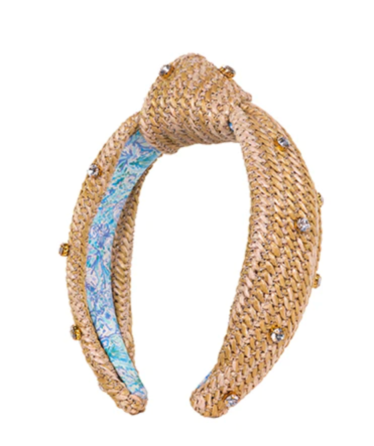 Lilly Pulitzer Embellished Knotted Raffia Headband - Soleil It On Me