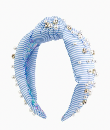 Lilly Pulitzer Embellished Knotted Headband - Frenchie Blue Stripe