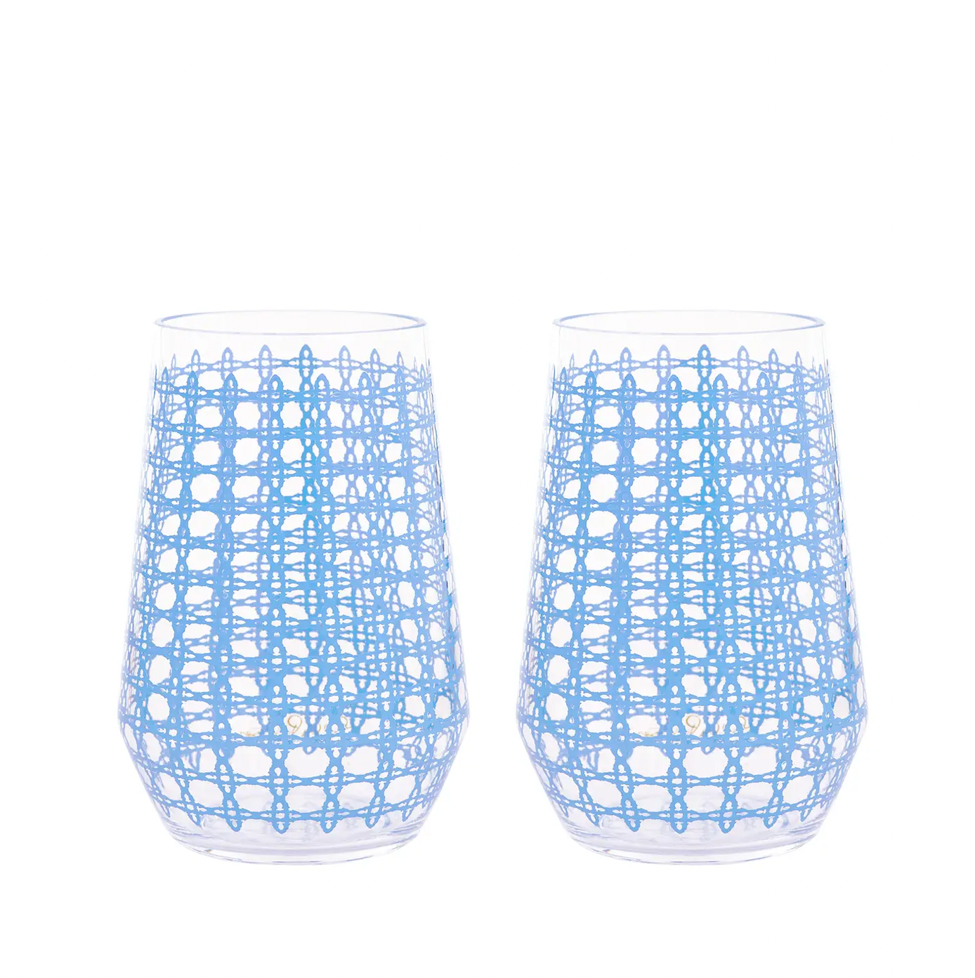 Lilly Pulitzer Acrylic Wine Glass Set - Frenchie Blue Caning
