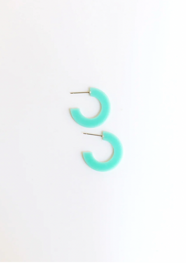 Michelle McDowell Classic Acrylic Hoops - Teal-Small