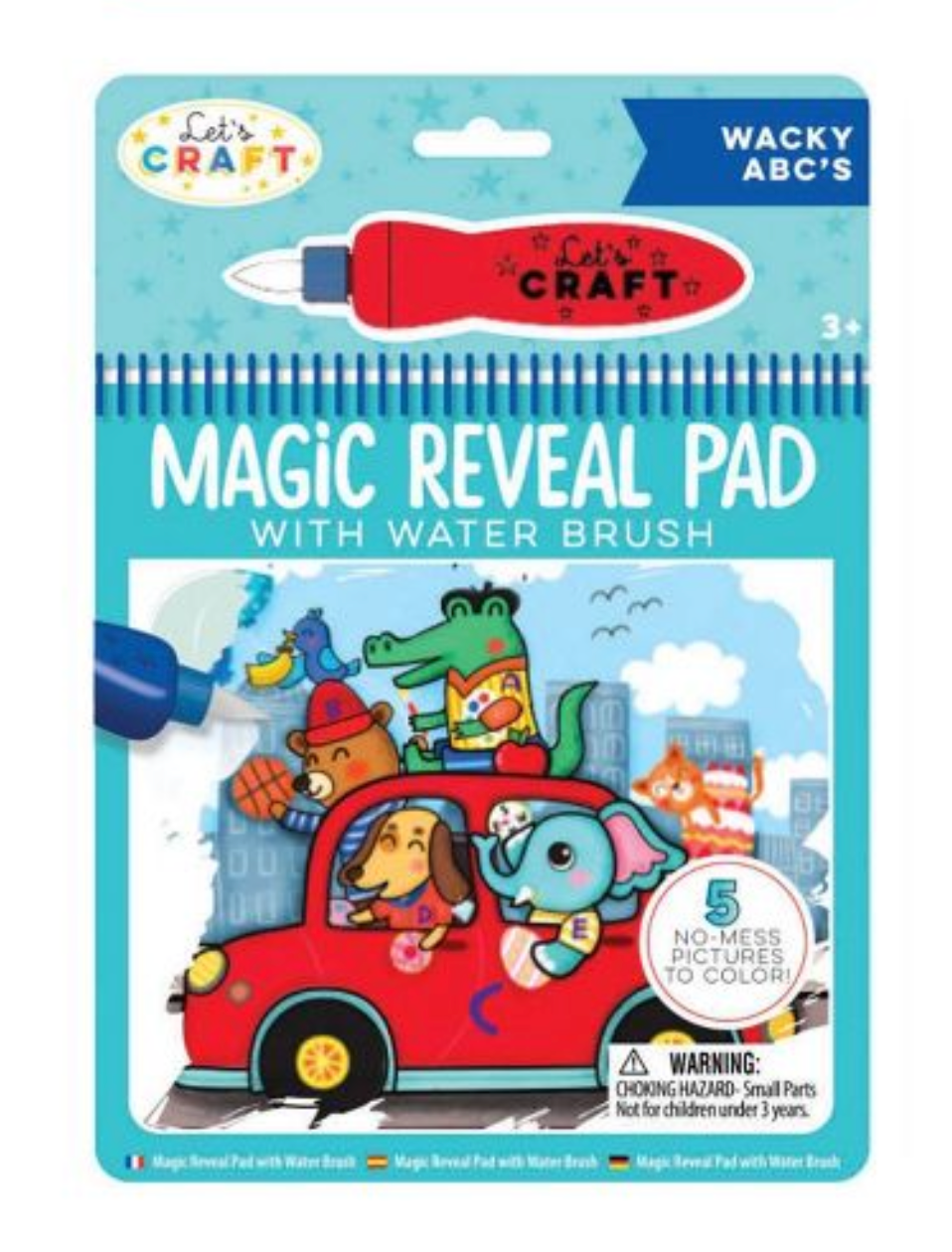 Magic Reveal Pad with Water Brush - Animals Assortment-Wacky ABC's