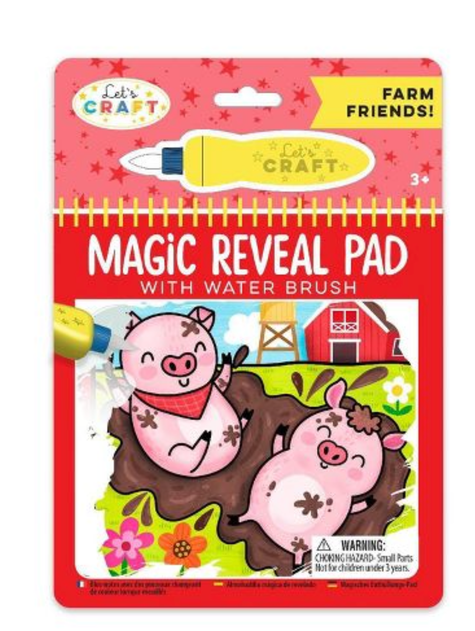 Magic Reveal Pad with Water Brush - Animals Assortment-Farm Friends 