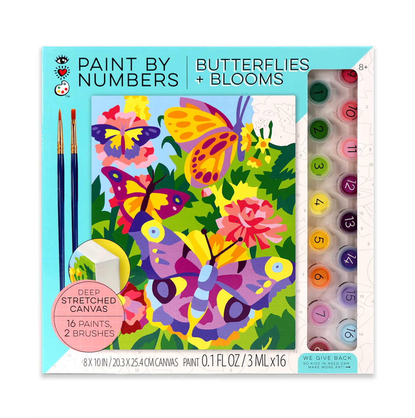 Bright Stripes Paint By Numbers - Butterfly & Blooms