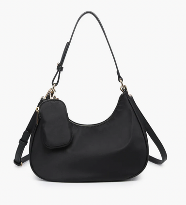 Jen&Co. Jada Nylon Shoulder Bag- Black