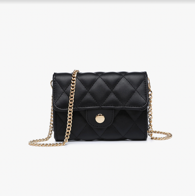 Jen&Co. Quilted Chain Crossbody -Black