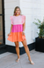 Michelle McDowell Everly Dress -Pink coloblock, short flutter sleeves, rounded neck, tiered, mini dress, curvy