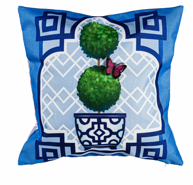 Evergreen Garden Topiary Interchangeable Pillow Cover