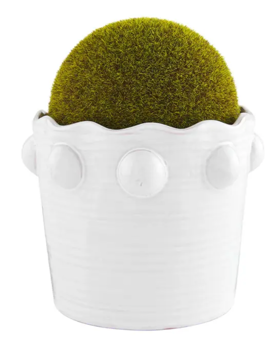 Mud Pie Large Beaded Faux Moss Pot