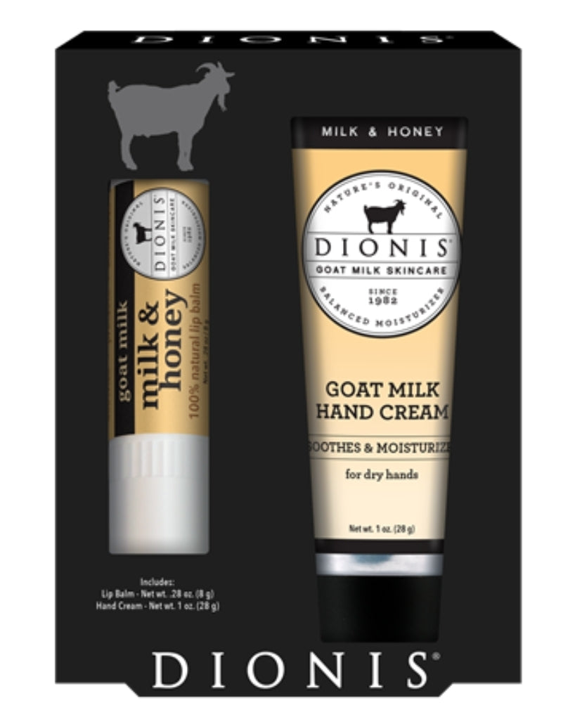 Dionis Hand Cream & Lip Balm Gift Set - Milk & Honey