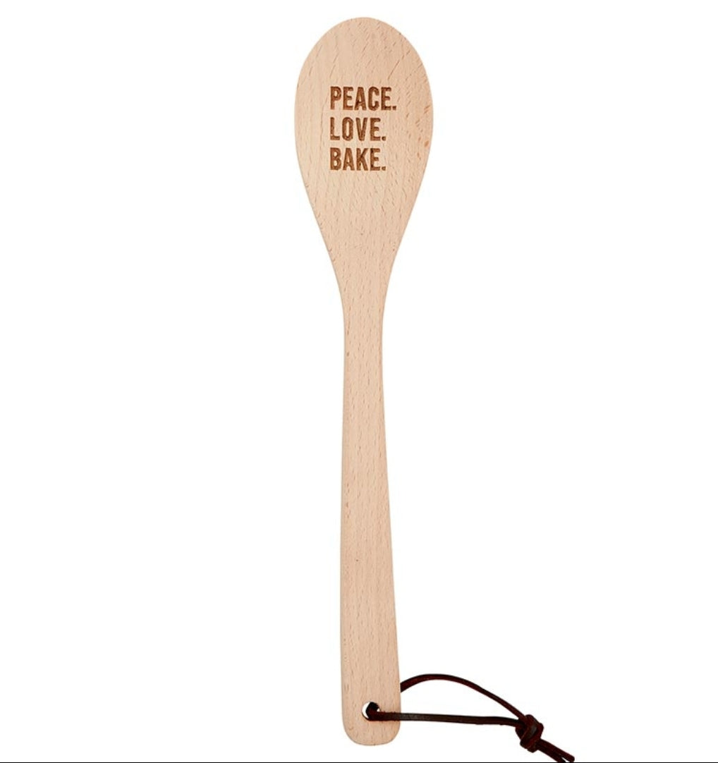 Santa Barbara Design Studio Wooden Cooking Spoon Peace Love Bake