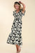 Umgee Tea Party Dress -Off White Mix, tiered, floral, v-neck, short flutter sleeves, smocked