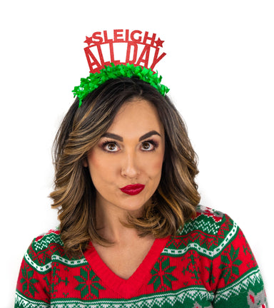Festive Gal Sleigh All Day Holiday Christmas Party Crown