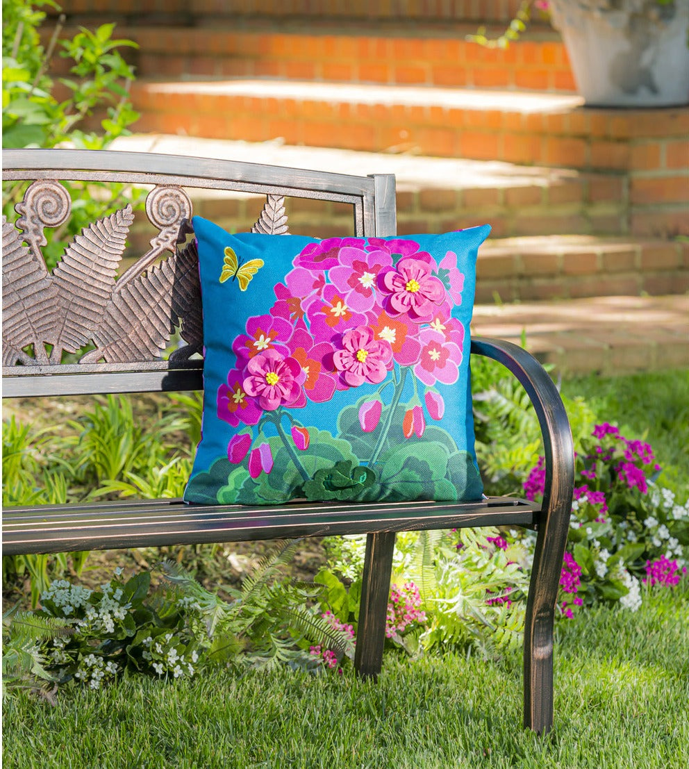 Evergreen Spring Geraniums Interchangeable Pillow Cover