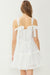 Entro London Dress - White, sleeveless, tie strap, tiered, mini, grid pattern