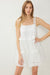 Entro London Dress - White, sleeveless, tie strap, tiered, mini, grid pattern