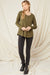 Entro Sergeant Top - Olive, long sleeve, ribbed, button front, asymetrical hem, curvy