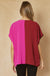 Entro Tiffany Top - Ruby Combo, color block, v-neck, placket, short sleeves, flowy