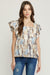 Entro Abstract Print Flutter Sleeve Top - Blue Combo