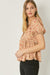 Entro Emilia Top - Camel, v-neck, short puff sleeves, cheetah print, smocked back, babydoll style