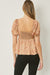 Entro Emilia Top - Camel, v-neck, short puff sleeves, cheetah print, smocked back, babydoll style