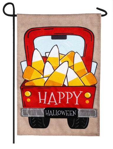 Evergreen Garden Flags - Halloween -Candy Corn Truck