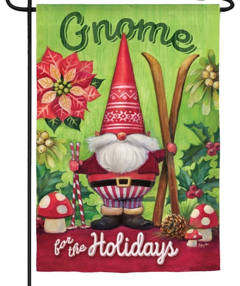 Evergreen Garden Flags - Gnome For The Holidays