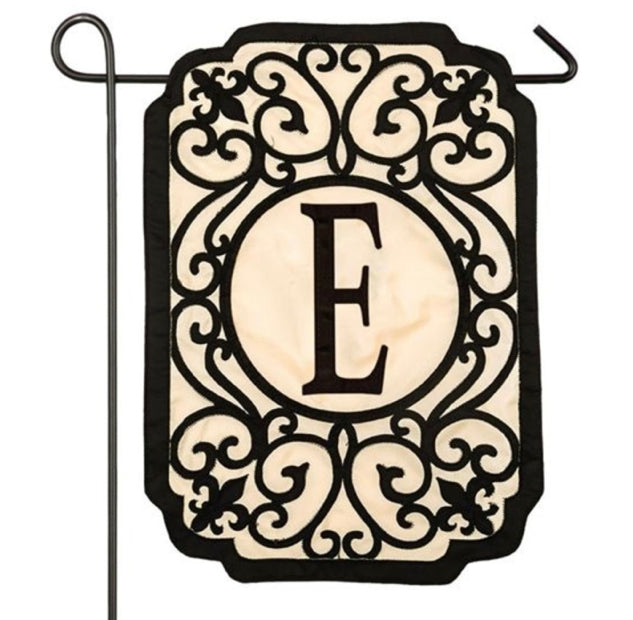 Evergreen Filigree Monogram Flag - E