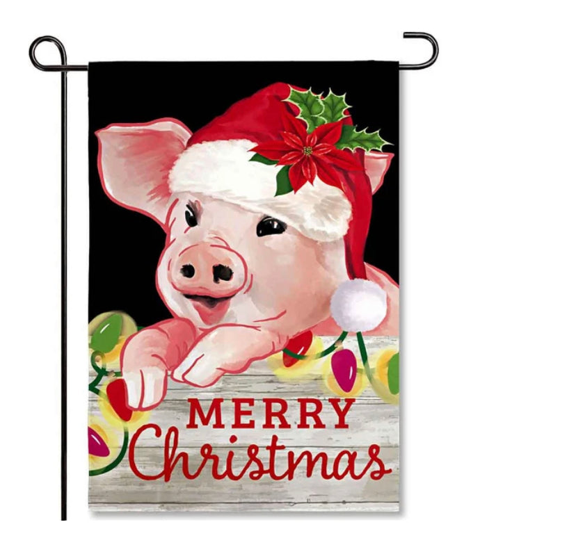 Evergreen Garden Flags - Christmas - Christmas Pig